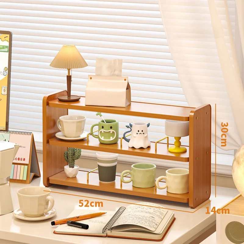 Cup Holder Organizer 52cm 3-Tier Display Rack for Coffee Mugs / Water Glasses Desktop Storage Shelf