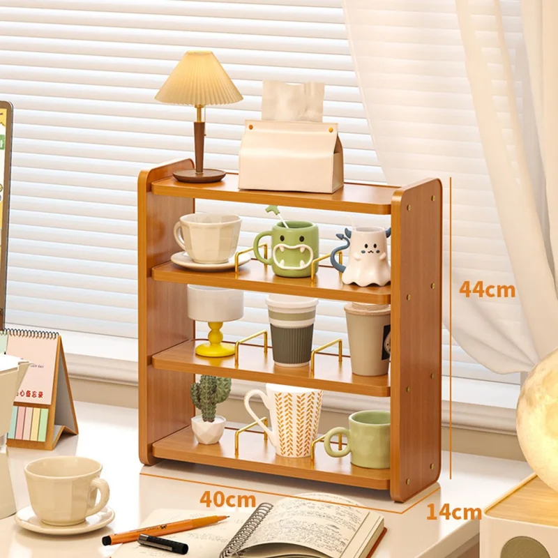 Cup Holder Organizer 40cm 4-Tier Display Rack for Coffee Mugs / Water Glasses Desktop Storage Shelf