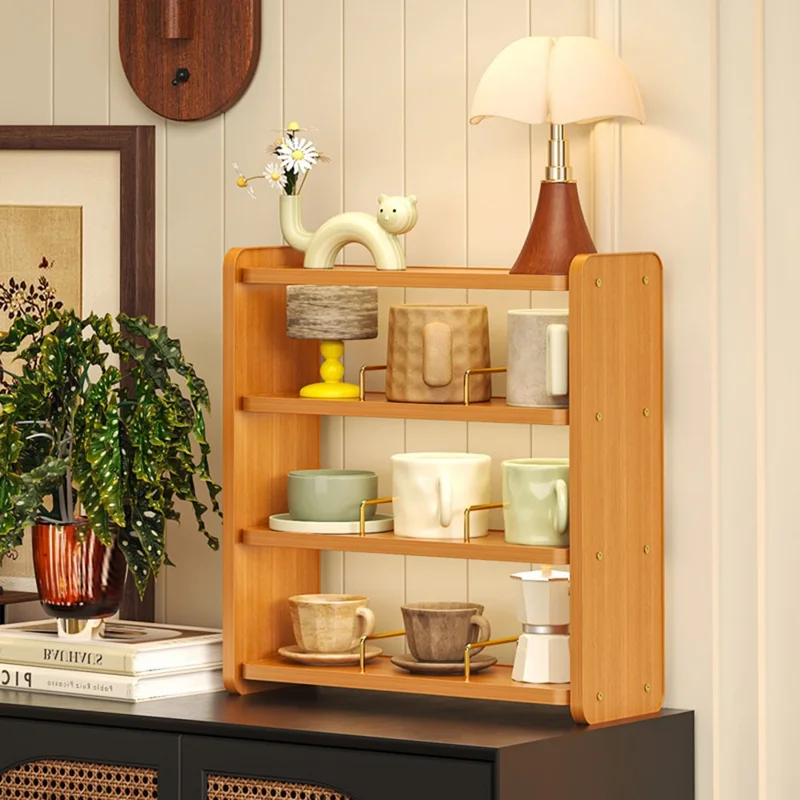 Cup Holder Organizer 40cm 4-Tier Display Rack for Coffee Mugs / Water Glasses Desktop Storage Shelf