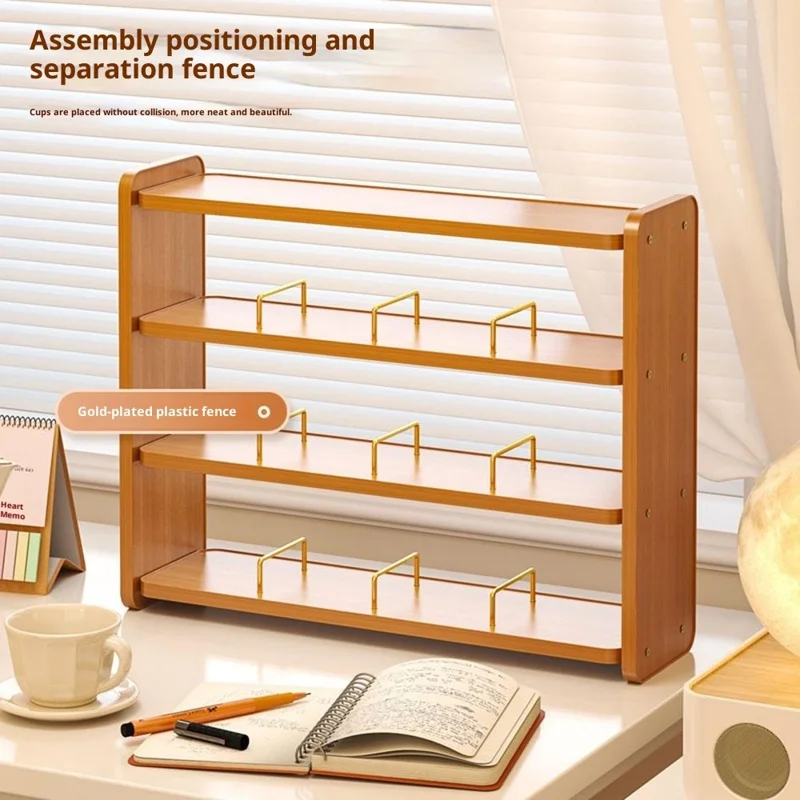 Cup Holder Organizer 52cm 4-Tier Display Rack for Coffee Mugs / Water Glasses Desktop Storage Shelf