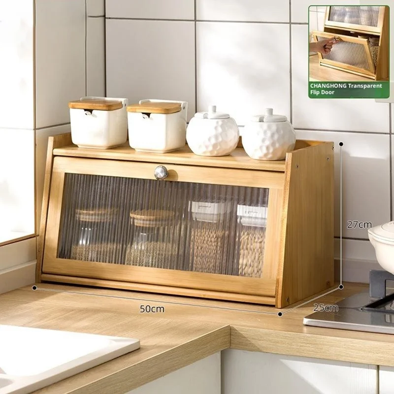 2528TMZWG-02 50cm Length 2-Tier Bamboo Kitchen Shelf Countertop Spice Rack Organizer Storage Cabinet - Burlywood