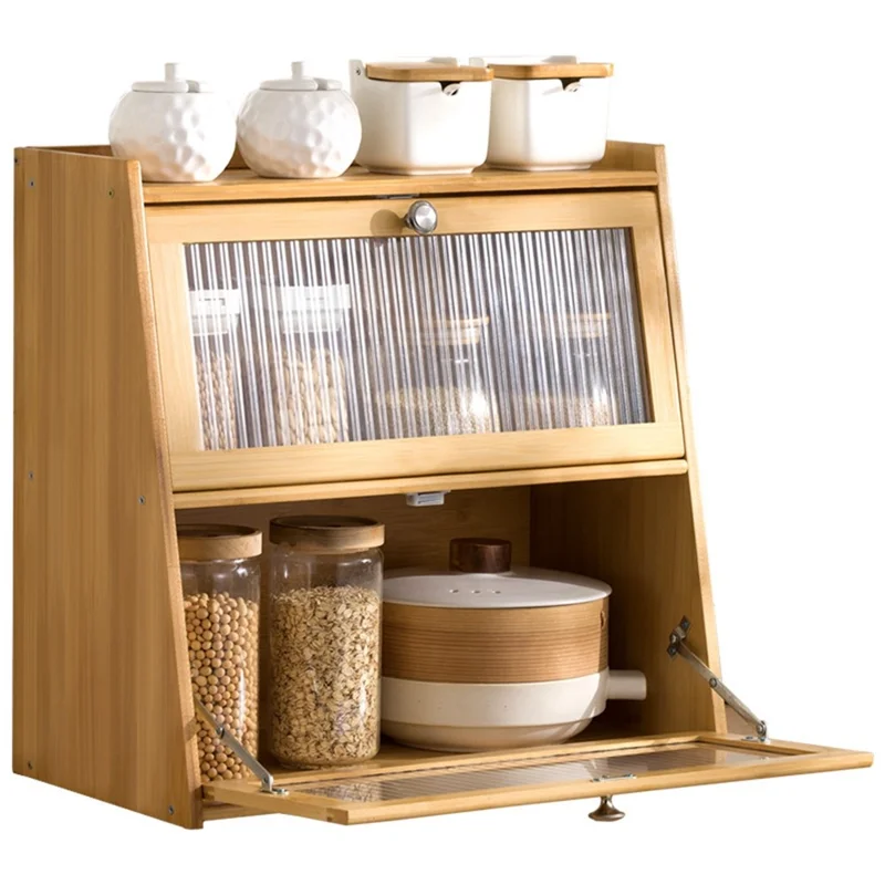 2528TMZWG-04 50cm Length 3-Tier Bamboo Kitchen Shelf Countertop Spice Rack Organizer Storage Cabinet - Burlywood