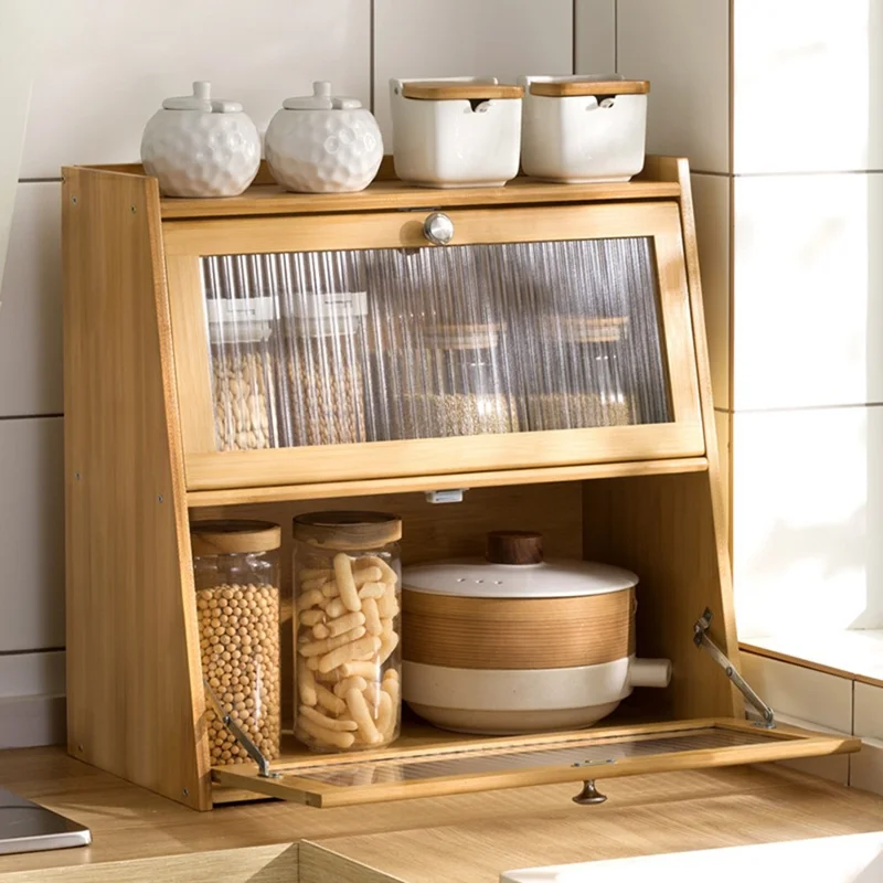 2528TMZWG-04 50cm Length 3-Tier Bamboo Kitchen Shelf Countertop Spice Rack Organizer Storage Cabinet - Burlywood