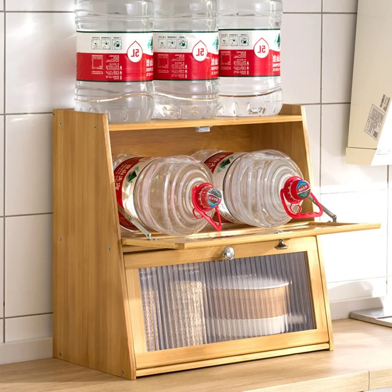 2528TMZWG-04 50cm Length 3-Tier Bamboo Kitchen Shelf Countertop Spice Rack Organizer Storage Cabinet - Burlywood
