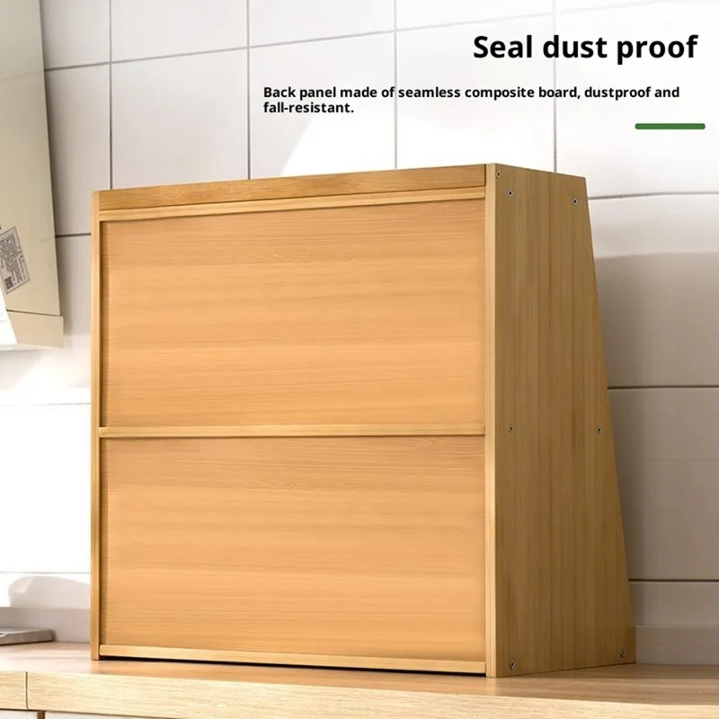 2528TMZWG-04 50cm Length 3-Tier Bamboo Kitchen Shelf Countertop Spice Rack Organizer Storage Cabinet - Burlywood