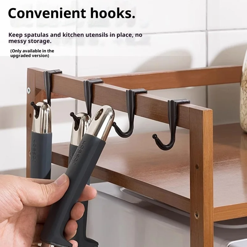 55 cm Einzelschicht Länge Küche Gewürzregal Organizer Lagerung Regal mit Schneidebrett Halter und 4 Haken - Braun