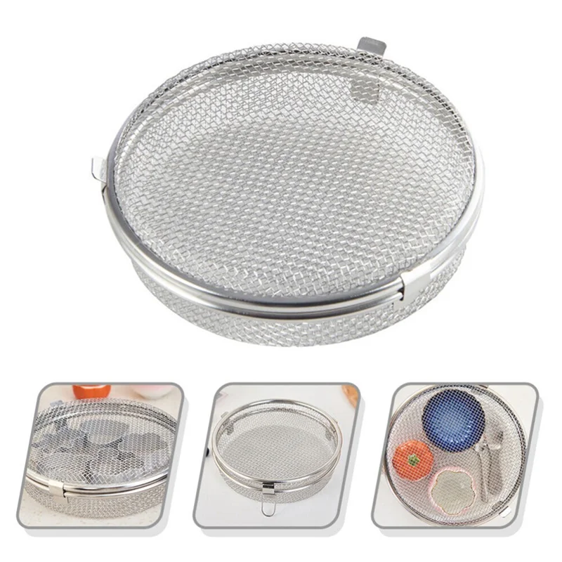 Stainless Steel Dishwasher Storage Basket for Baking Utensils Kitchen Tool Round Mesh Box
