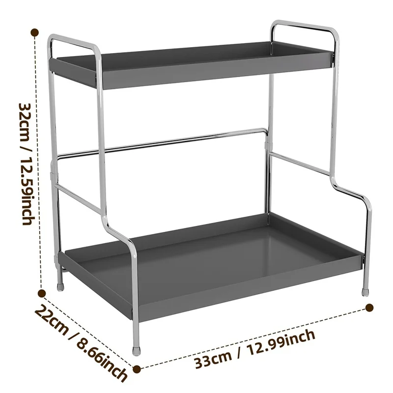 Estantería de Almacenamiento de Cosméticos de 33 x 22 x 32 cm, Estante de Maquillaje para Lavabo / Encimera, Bandeja Extraíble, Diseño Plegable - Antioxidante