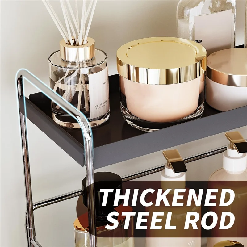 Estantería de Almacenamiento de Cosméticos de 33 x 22 x 32 cm, Estante de Maquillaje para Lavabo / Encimera, Bandeja Extraíble, Diseño Plegable - Antioxidante