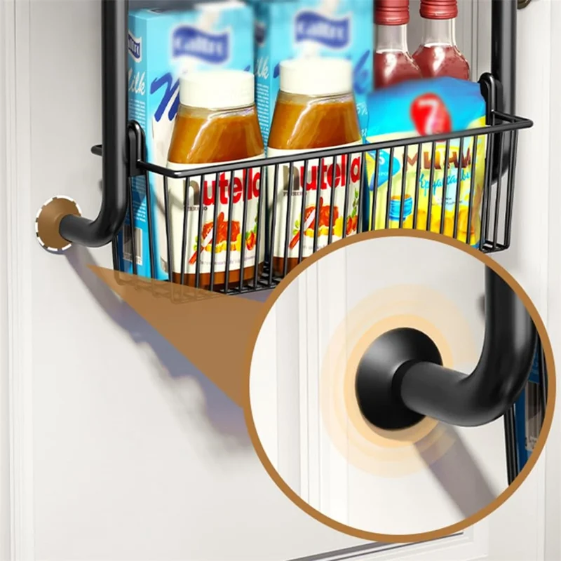 Over The Door Hanging Organizer 4 Tier Storage Basket Rack Hook Shelf for Home Organization - Black