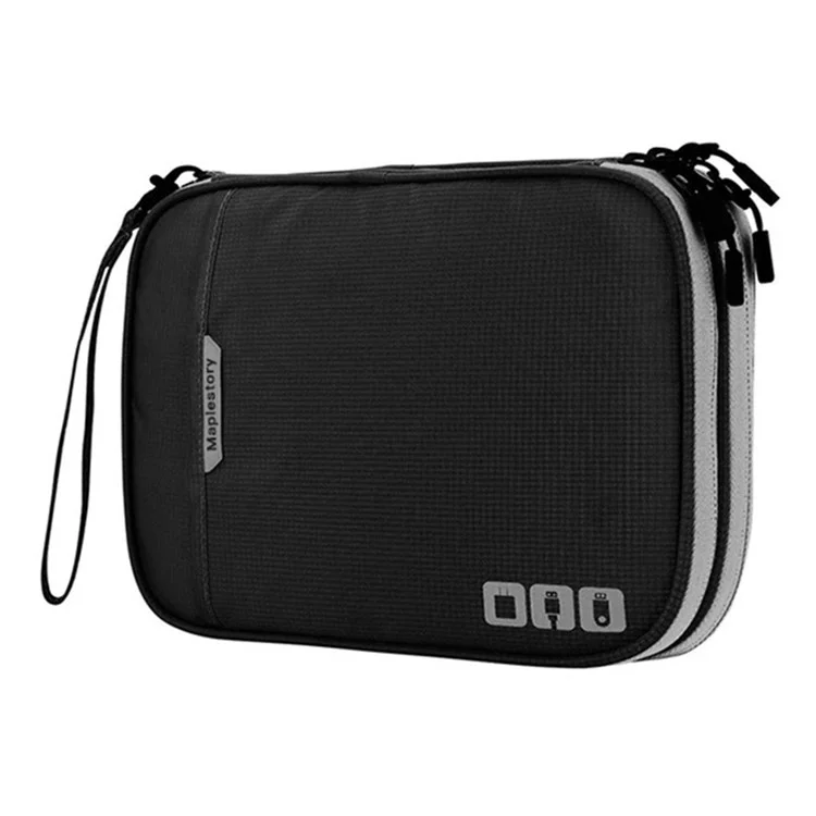 MAPLESTORY MD038 Cable Organizer Travel Bag Electronics Accessories Carrying Case Portable Waterproof Storage Bag with Strap, Size: M - Black