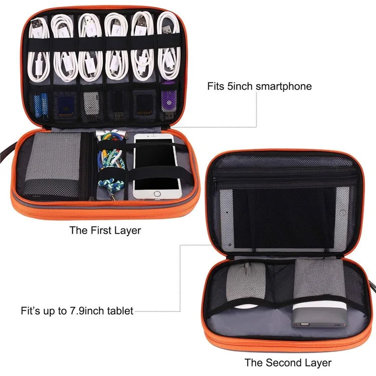 MAPLESTORY MD038 Cable Organizer Travel Bag Electronics Accessories Carrying Case Portable Waterproof Storage Bag with Strap, Size: M - Black