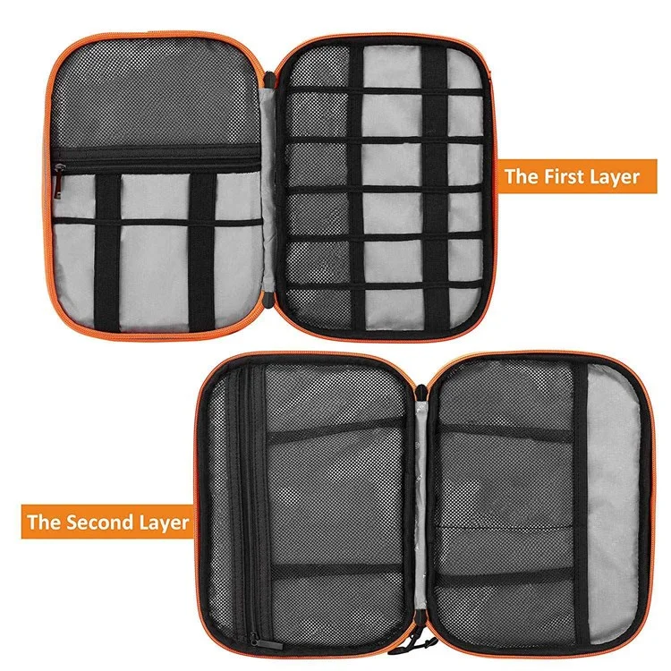 MAPLESTORY MD038 Cable Organizer Travel Bag Electronics Accessories Carrying Case Portable Waterproof Storage Bag with Strap, Size: M - Black