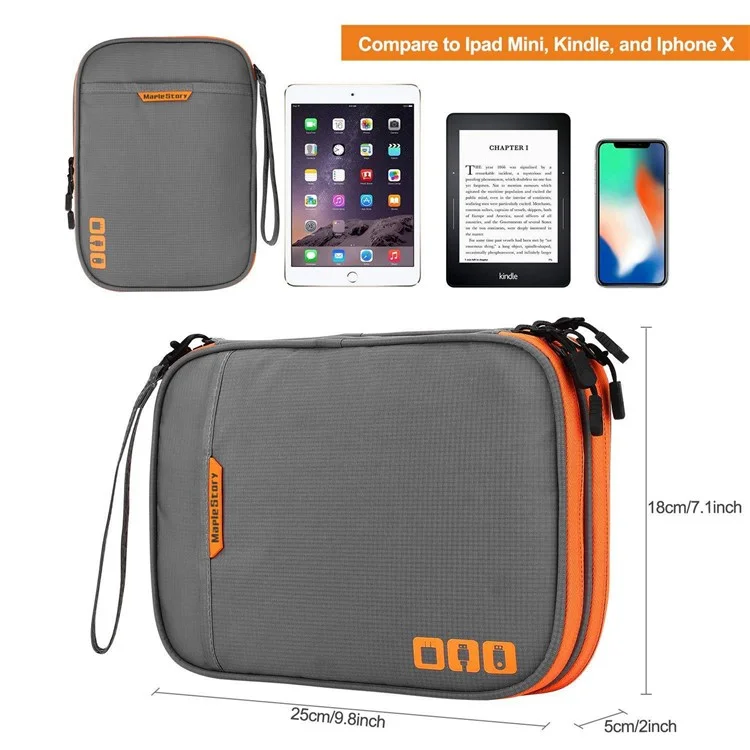 MAPLESTORY MD038 Cable Organizer Travel Bag Electronics Accessories Carrying Case Portable Waterproof Storage Bag with Strap, Size: M - Black