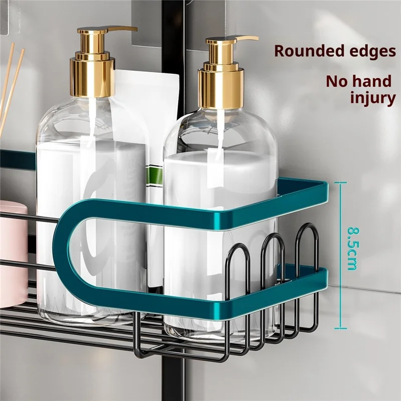 Support de pomme de douche Panier de rangement mural Porte-serviettes à plusieurs niveaux pour articles de toilette