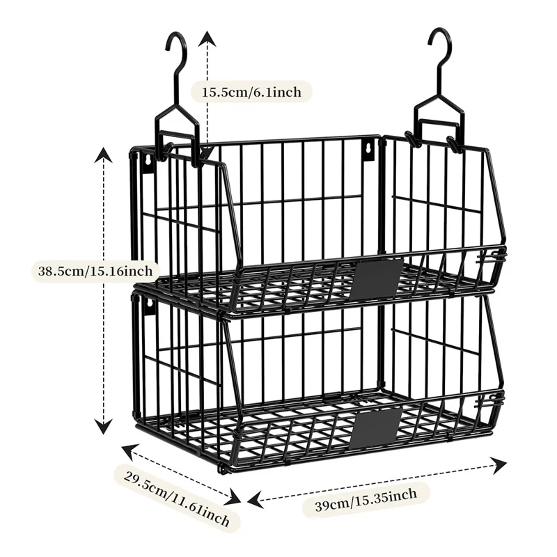 Foldable Hanging Closet Organizer 2-Tier Storage Shelf Divider Wardrobe Space Saver for Clothes - Black