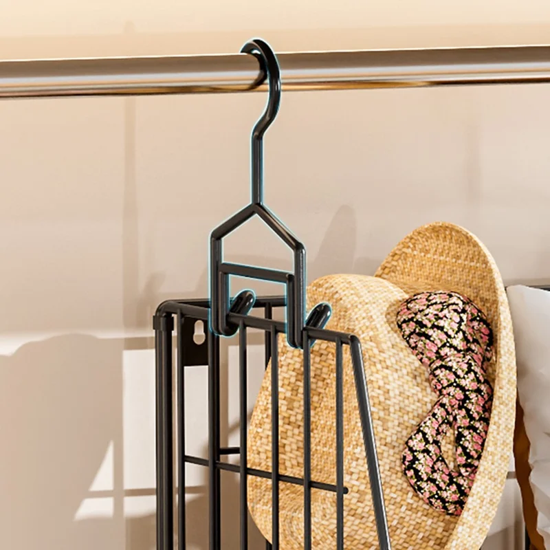 Foldable Hanging Closet Organizer 2-Tier Storage Shelf Divider Wardrobe Space Saver for Clothes - Black