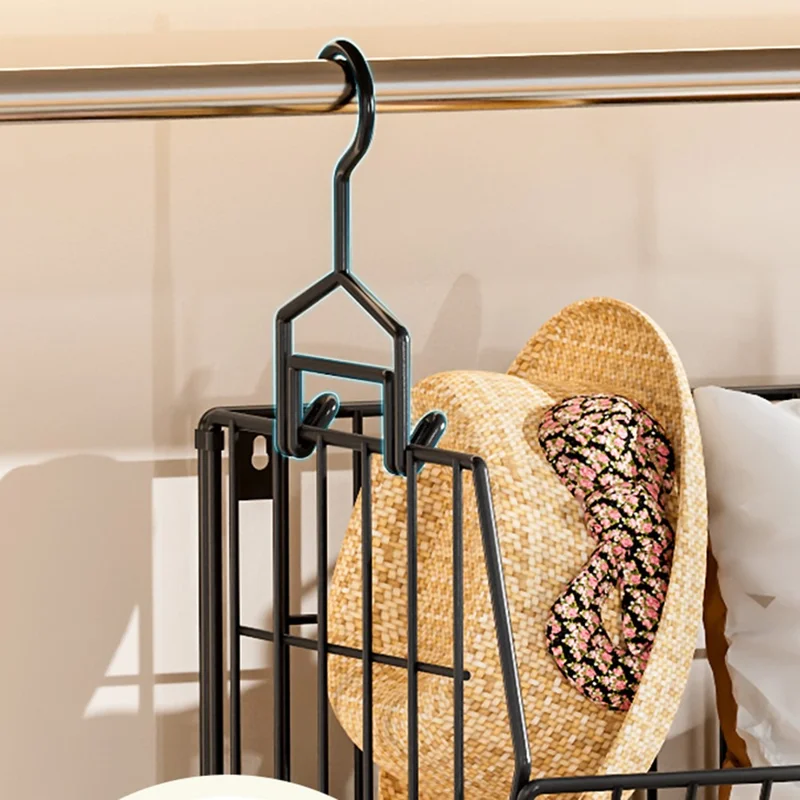 Foldable Hanging Closet Organizer 3-Tier Storage Shelf Divider Wardrobe Space Saver for Clothes - Black