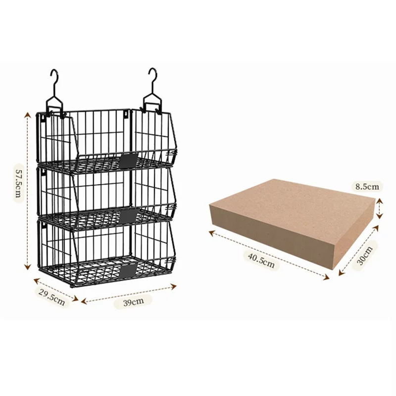 Foldable Hanging Closet Organizer 3-Tier Storage Shelf Divider Wardrobe Space Saver for Clothes - Black