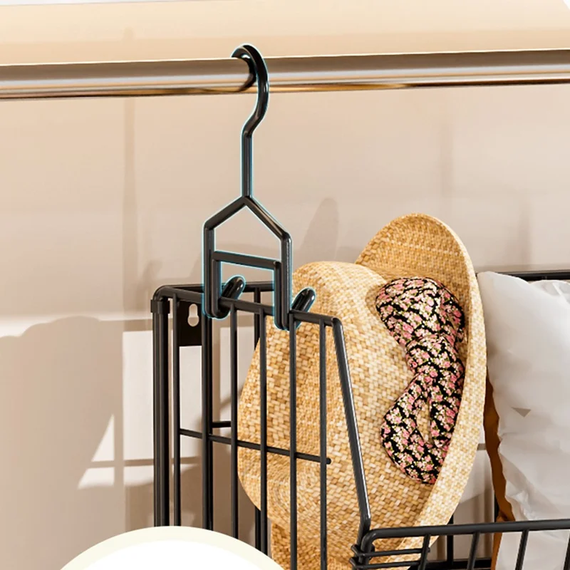 Foldable Hanging Closet Organizer 4-Tier Storage Shelf Divider Wardrobe Space Saver for Clothes - Black