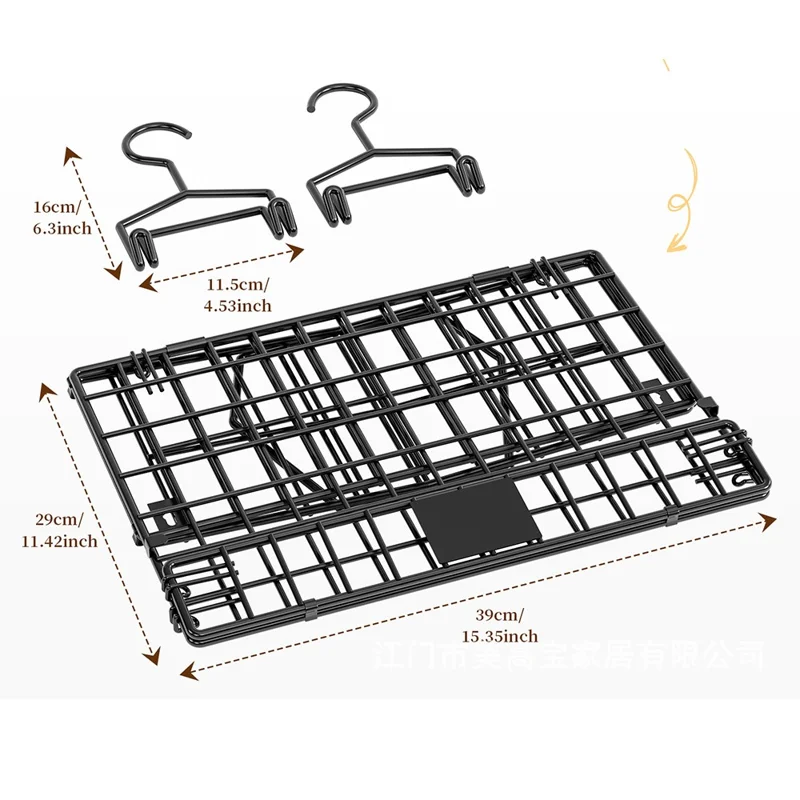 Foldable Hanging Closet Organizer 4-Tier Storage Shelf Divider Wardrobe Space Saver for Clothes - Black