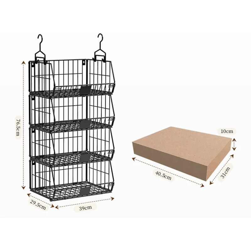 Foldable Hanging Closet Organizer 4-Tier Storage Shelf Divider Wardrobe Space Saver for Clothes - Black