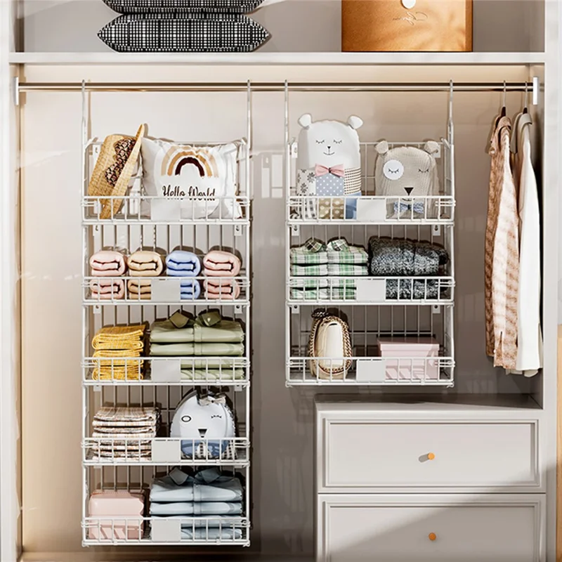 Organizador de armario colgante plegable de 5 niveles, estantería de almacenamiento, separador de armario, ahorro de espacio para ropa - Negro