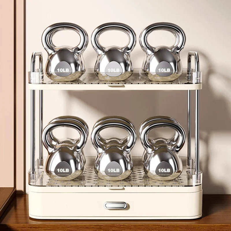 9202 2 Tiers Draining Storage Rack for Kitchen Countertop Space Saving Tea Coffee Cup Organizer - Light Yellow