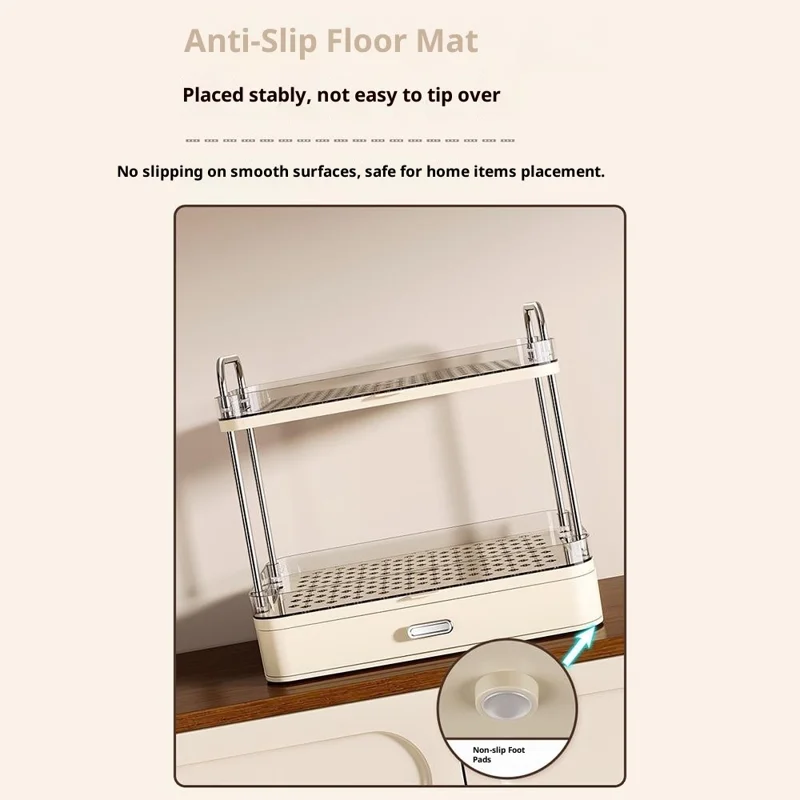 9202 2 Tiers Draining Storage Rack for Kitchen Countertop Space Saving Tea Coffee Cup Organizer - Light Yellow