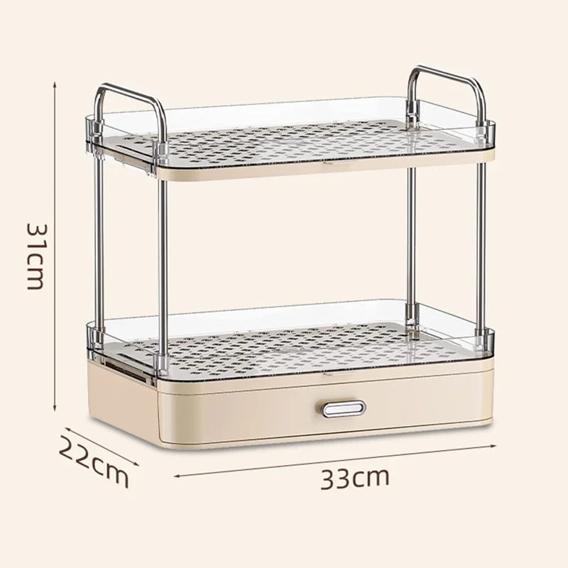 9202 2 Tiers Draining Storage Rack for Kitchen Countertop Space Saving Tea Coffee Cup Organizer - Light Yellow