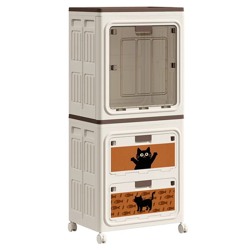 3067-2 Cartoon Cat Pattern Foldable Bedroom Clothes Storage Box Large Capacity Bedding Organizer Cabinet