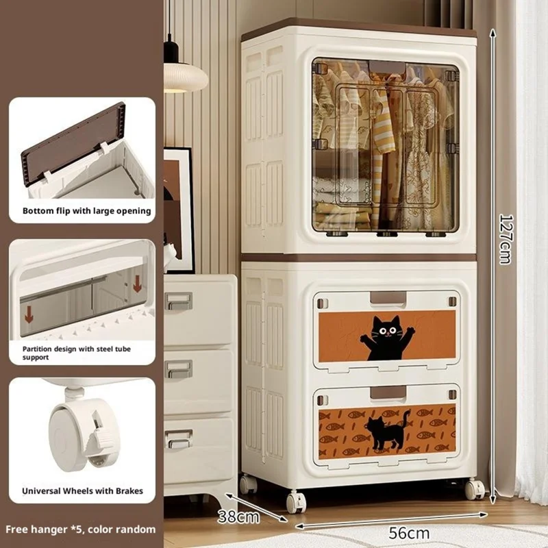 3067-2 Cartoon Cat Pattern Foldable Bedroom Clothes Storage Box Large Capacity Bedding Organizer Cabinet