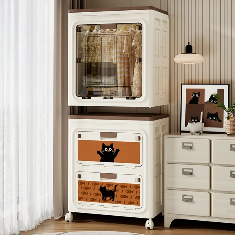 3067-2 Cartoon Cat Pattern Foldable Bedroom Clothes Storage Box Large Capacity Bedding Organizer Cabinet