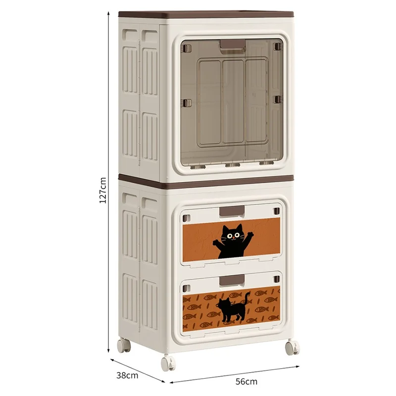 3067-2 Cartoon Cat Pattern Foldable Bedroom Clothes Storage Box Large Capacity Bedding Organizer Cabinet