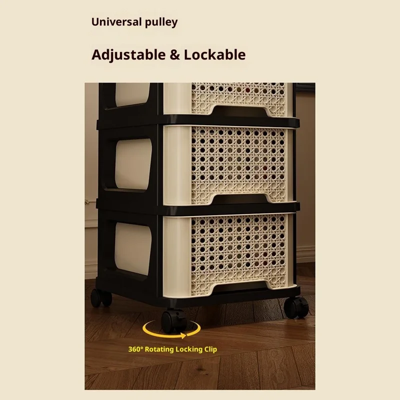 Carrito Vintage de 2 Niveles con Cajón, Unidad Móvil de Estantería de Múltiples Usos para Sala de Estar y Dormitorio