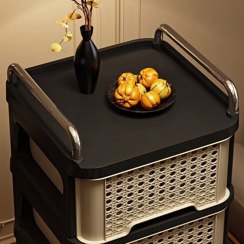 Carrito Vintage de 2 Niveles con Cajón, Unidad Móvil de Estantería de Múltiples Usos para Sala de Estar y Dormitorio