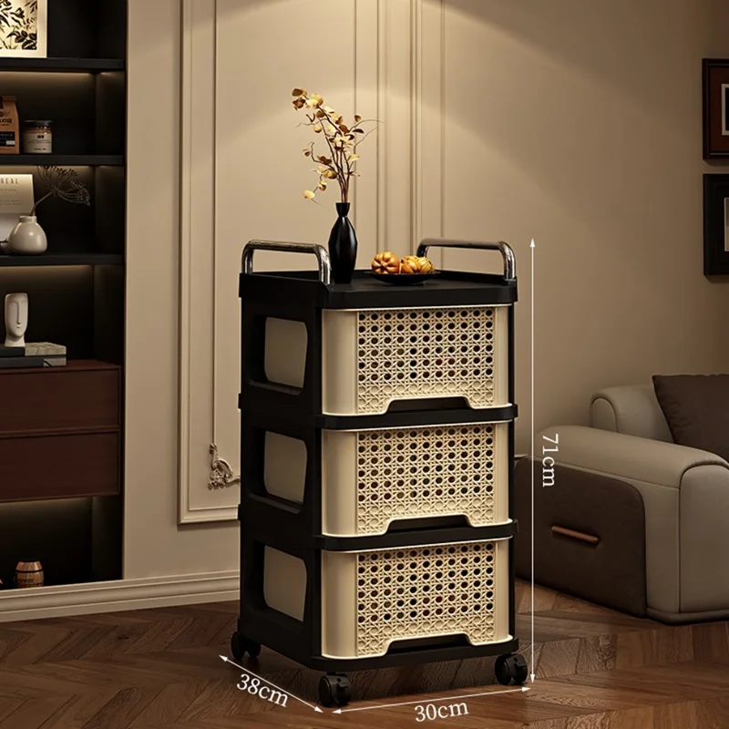 9060 3-Tier Vintage Rolling Cart with Drawer Multi-Purpose Mobile Shelving Unit for Living Room Bedroom