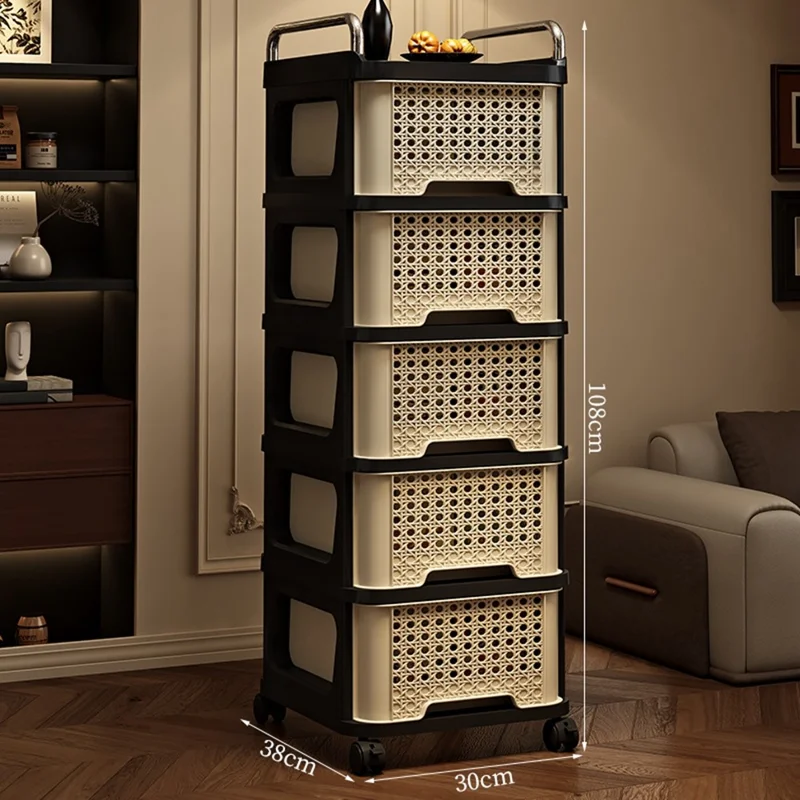 9060 5-Tier Vintage Rolling Cart with Drawer Multi-Purpose Mobile Shelving Unit for Living Room Bedroom