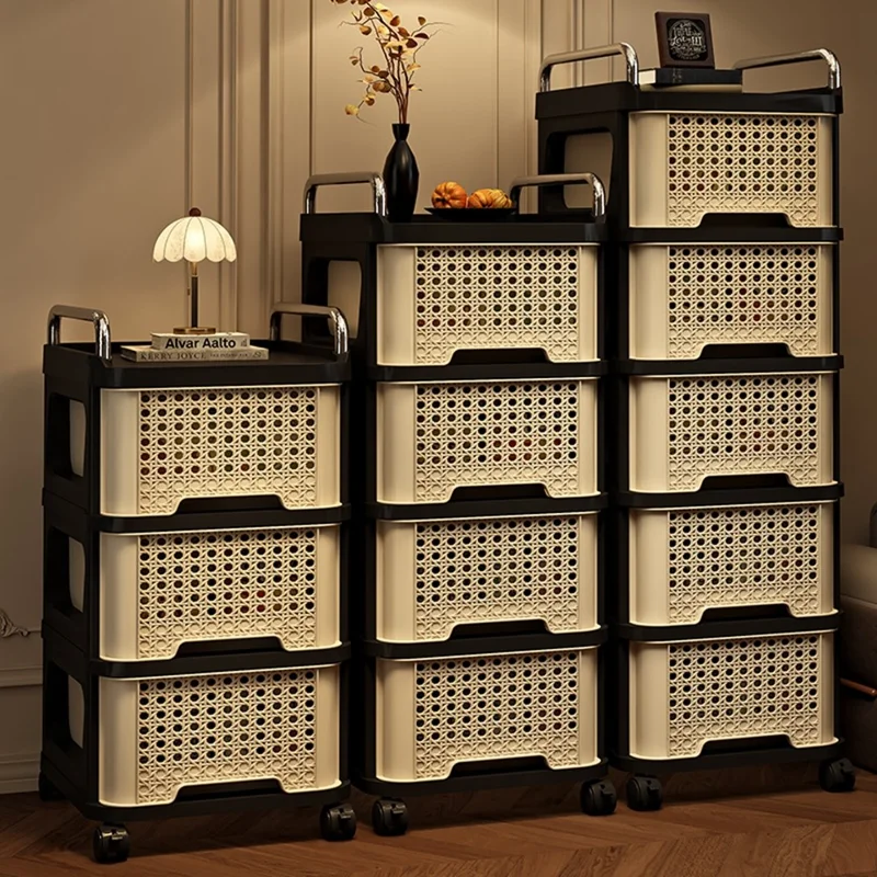 9060 5-Tier Vintage Rolling Cart with Drawer Multi-Purpose Mobile Shelving Unit for Living Room Bedroom