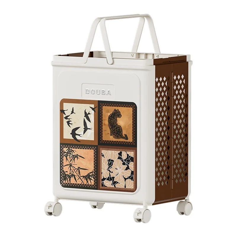 Cesta de Armazenamento de Roupas Vintage 3064 para Varanda Banheiro Cesto de Roupa Dobrável de Plástico