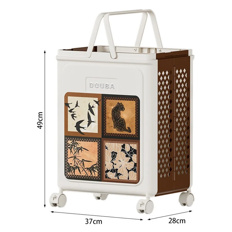 Cesta de Armazenamento de Roupas Vintage 3064 para Varanda Banheiro Cesto de Roupa Dobrável de Plástico