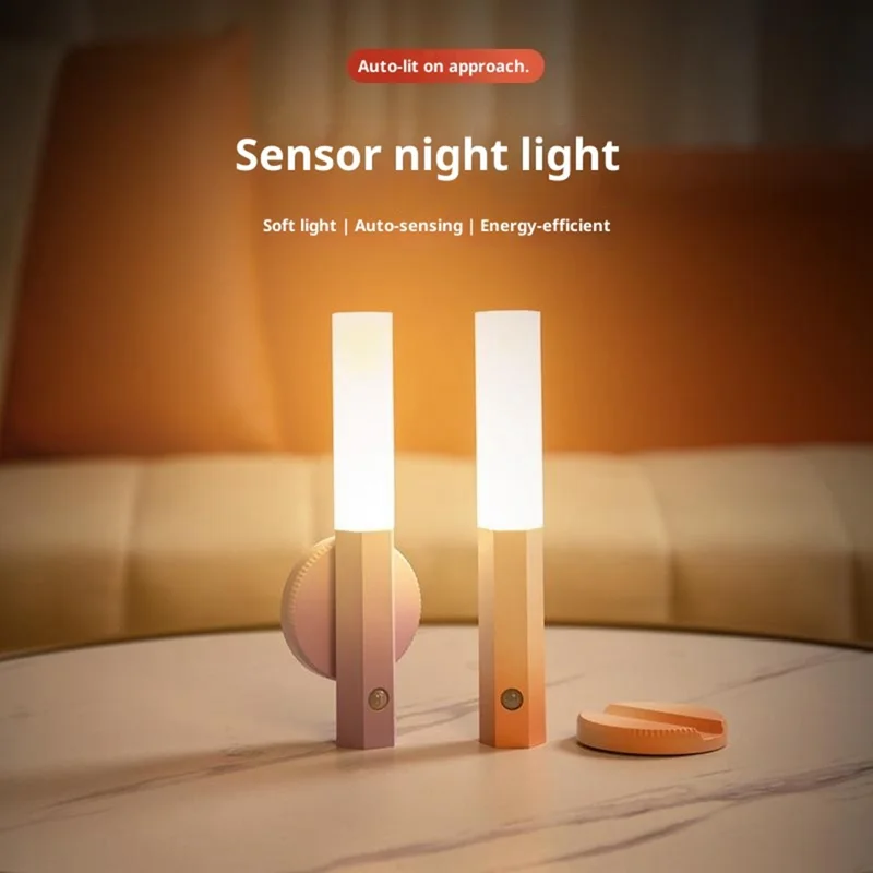 LED-Bewegungsmelder-Nachtlicht, wiederaufladbar, Wandleuchte, magnetisch, stufenlos dimmbar für Flur / Schlafzimmer / Badezimmer - Farbverlauf Lila