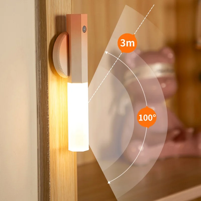 LED-Bewegungsmelder-Nachtlicht, wiederaufladbar, Wandleuchte, magnetisch, stufenlos dimmbar für Flur / Schlafzimmer / Badezimmer - Farbverlauf Lila