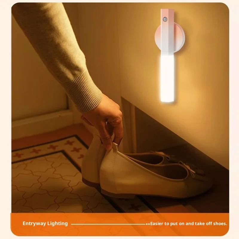 LED-Bewegungsmelder-Nachtlicht, wiederaufladbar, Wandleuchte, magnetisch, stufenlos dimmbar für Flur / Schlafzimmer / Badezimmer - Farbverlauf Lila