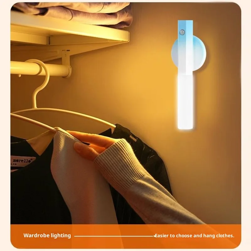 LED-Bewegungsmelder-Nachtlicht, wiederaufladbar, Wandleuchte, magnetisch, stufenlos dimmbar für Flur / Schlafzimmer / Badezimmer - Farbverlauf Lila