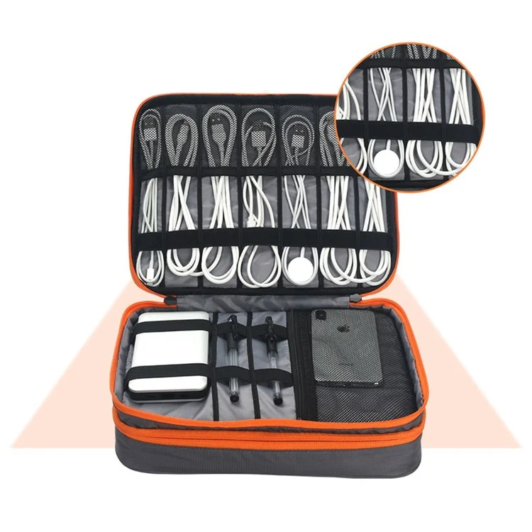 Maplestory MD079 Organizador Eletrônico Organizador de Cordas Portátil Travel Caixa à Prova D'água Cabos Usb/chargers/power Bank/Flash Drive/saco de Armazenamento de Telefone Celular - Cinza Claro