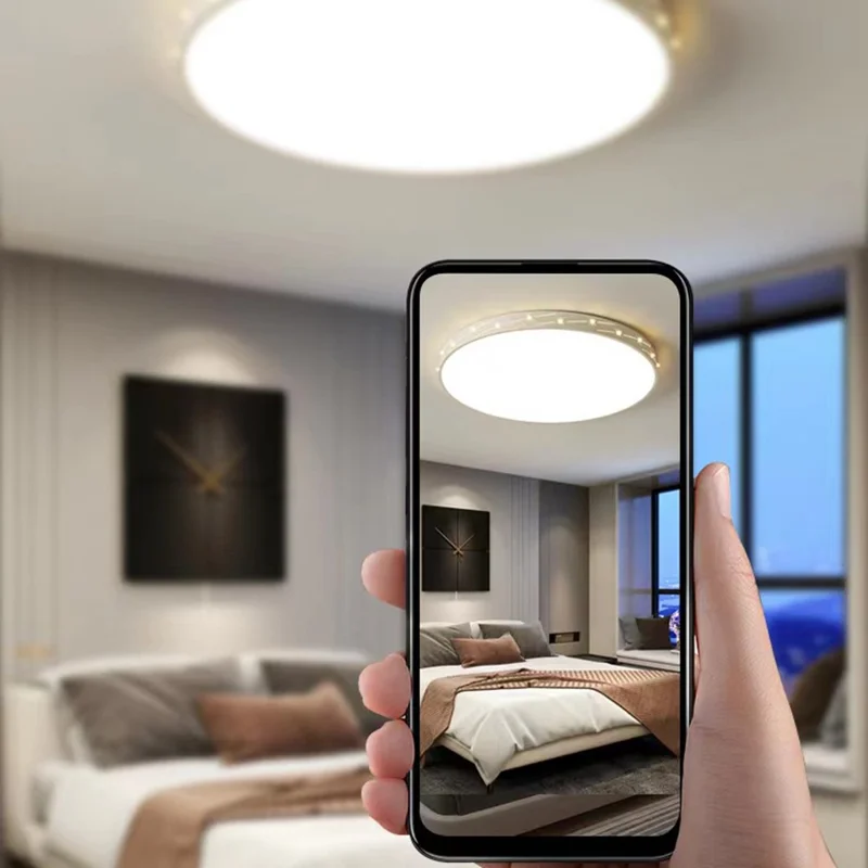 50cm 72W Tri-Color Light Modern LED Ceiling Light Round Flush Mount Lamp for Living Room Bedroom