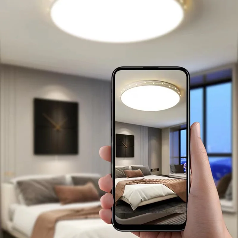 50cm 72W Stepless Dimmable Round LED Ceiling Light with Remote Modern Flush Mount Lamp for Living Room Bedroom