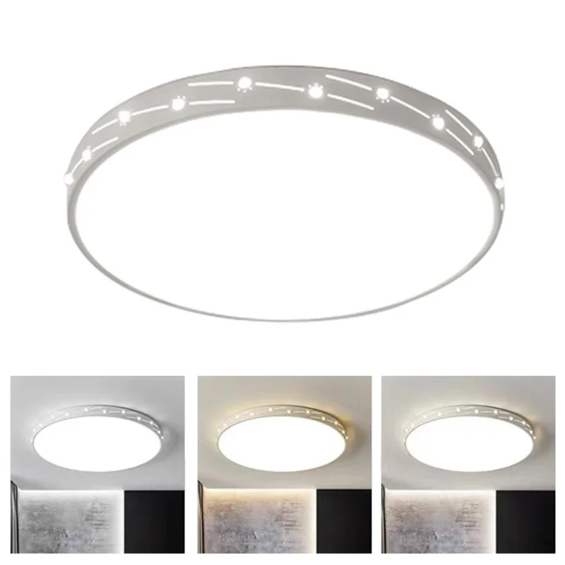 60cm 120W Tri-Color Light Modern LED Ceiling Light Round Flush Mount Lamp for Living Room Bedroom