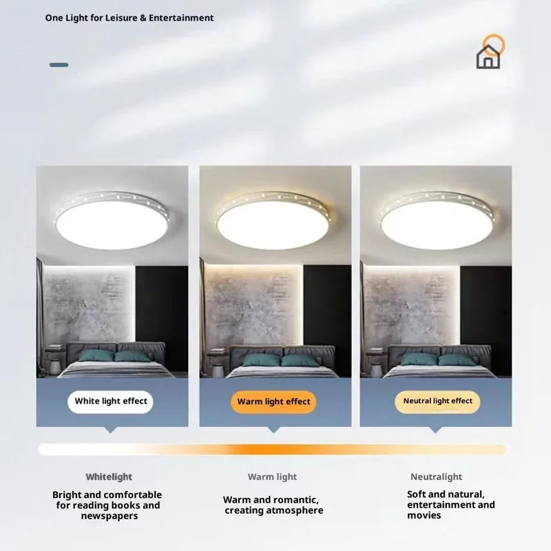 60cm 120W Tri-Color Light Modern LED Ceiling Light Round Flush Mount Lamp for Living Room Bedroom